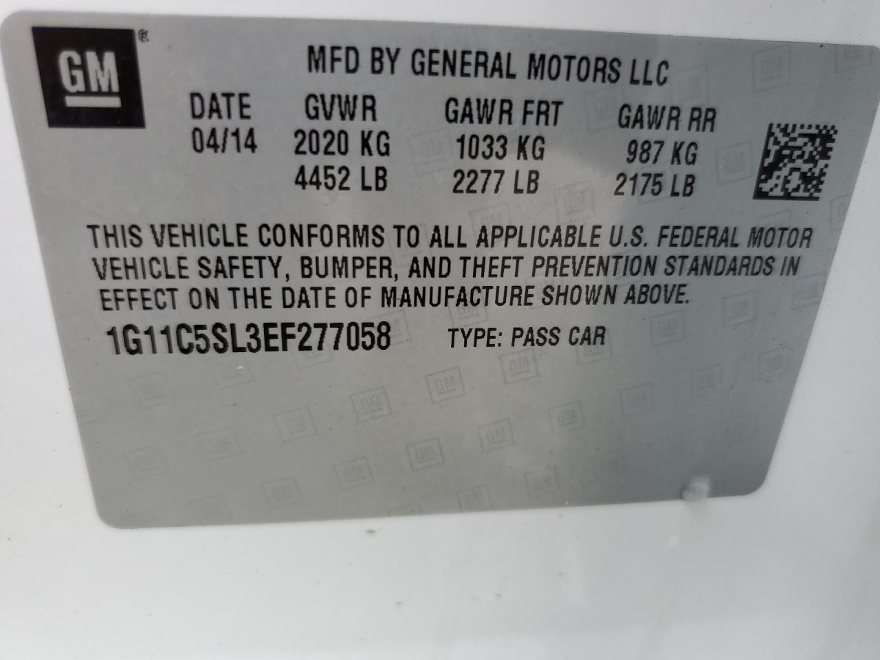 Photo 12 VIN: 1G11C5SL3EF277058 - CHEVROLET MALIBU 