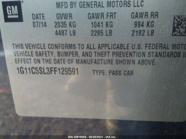 Photo 8 VIN: 1G11C5SL3FF129591 - CHEVROLET MALIBU 