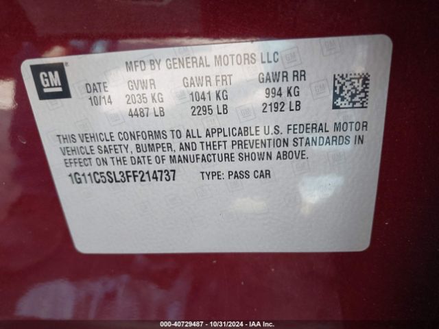 Photo 8 VIN: 1G11C5SL3FF214737 - CHEVROLET MALIBU 