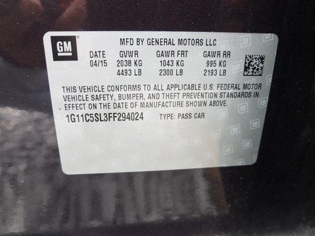 Photo 9 VIN: 1G11C5SL3FF294024 - CHEVROLET MALIBU 1LT 