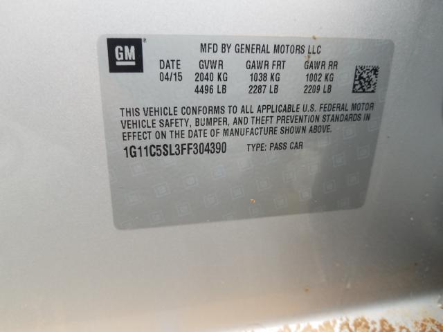 Photo 9 VIN: 1G11C5SL3FF304390 - CHEVROLET MALIBU 1LT 