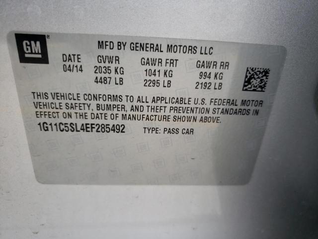 Photo 12 VIN: 1G11C5SL4EF285492 - CHEVROLET MALIBU 1LT 