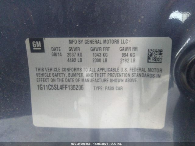 Photo 8 VIN: 1G11C5SL4FF135206 - CHEVROLET MALIBU 