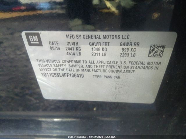 Photo 8 VIN: 1G11C5SL4FF136419 - CHEVROLET MALIBU 