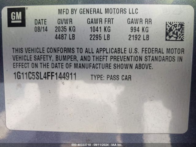 Photo 8 VIN: 1G11C5SL4FF144911 - CHEVROLET MALIBU 