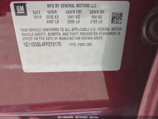 Photo 8 VIN: 1G11C5SL4FF213175 - CHEVROLET MALIBU 