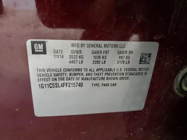 Photo 11 VIN: 1G11C5SL4FF215749 - CHEVROLET MALIBU 1LT 