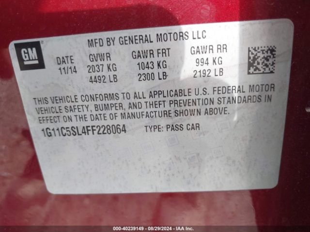 Photo 8 VIN: 1G11C5SL4FF228064 - CHEVROLET MALIBU 