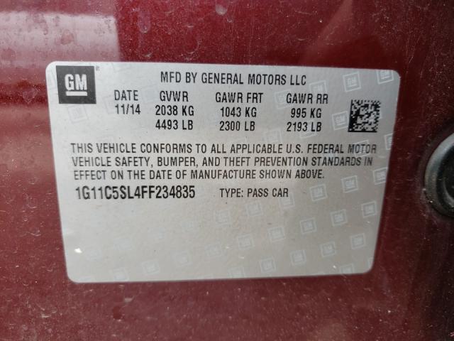 Photo 9 VIN: 1G11C5SL4FF234835 - CHEVROLET MALIBU 1LT 