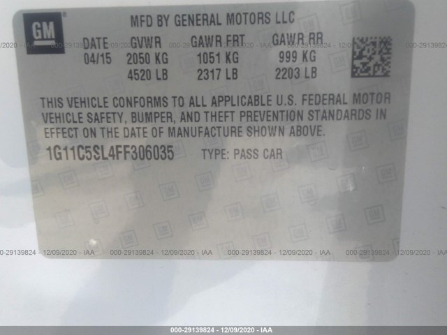 Photo 8 VIN: 1G11C5SL4FF306035 - CHEVROLET MALIBU 