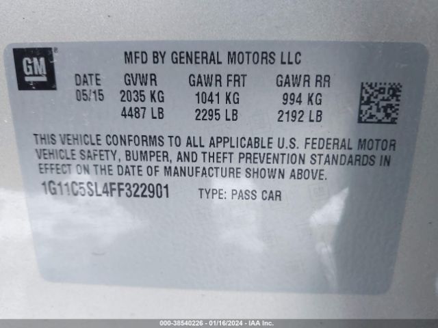 Photo 8 VIN: 1G11C5SL4FF322901 - CHEVROLET MALIBU 