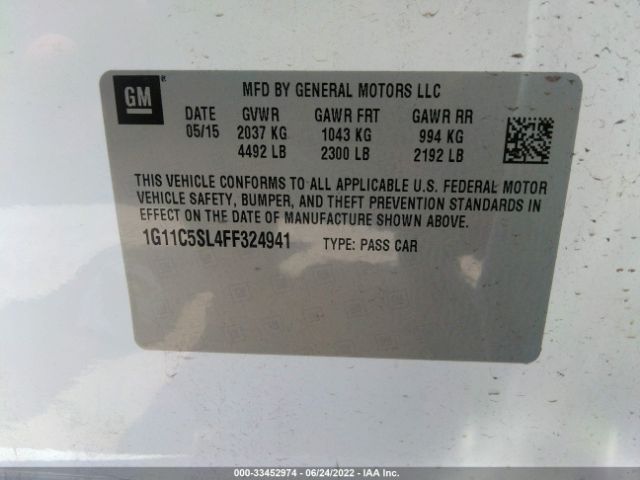 Photo 8 VIN: 1G11C5SL4FF324941 - CHEVROLET MALIBU 