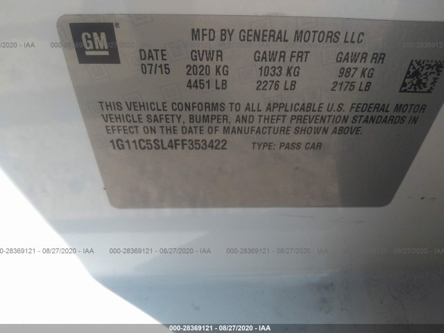 Photo 8 VIN: 1G11C5SL4FF353422 - CHEVROLET MALIBU 