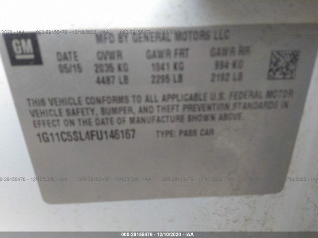 Photo 8 VIN: 1G11C5SL4FU146167 - CHEVROLET MALIBU 