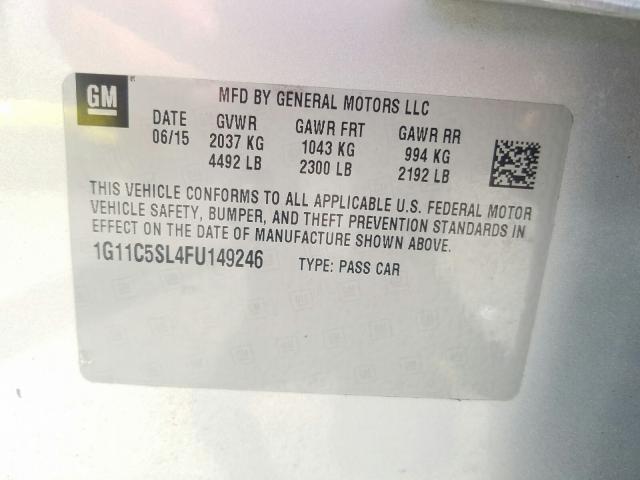 Photo 9 VIN: 1G11C5SL4FU149246 - CHEVROLET MALIBU 1LT 