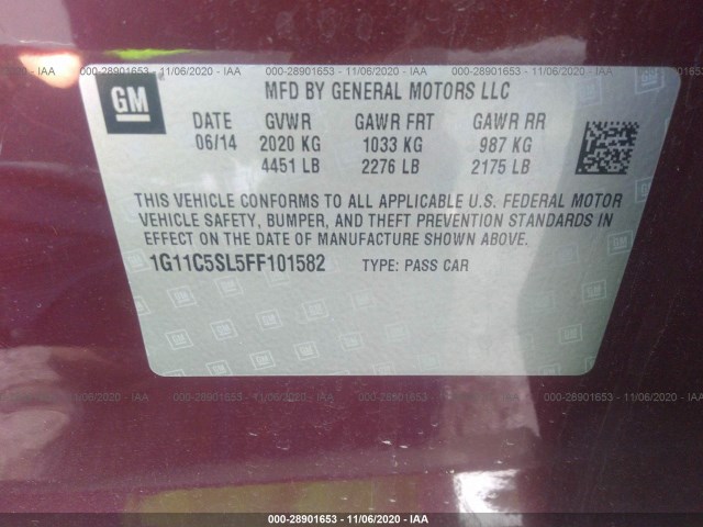 Photo 8 VIN: 1G11C5SL5FF101582 - CHEVROLET MALIBU 