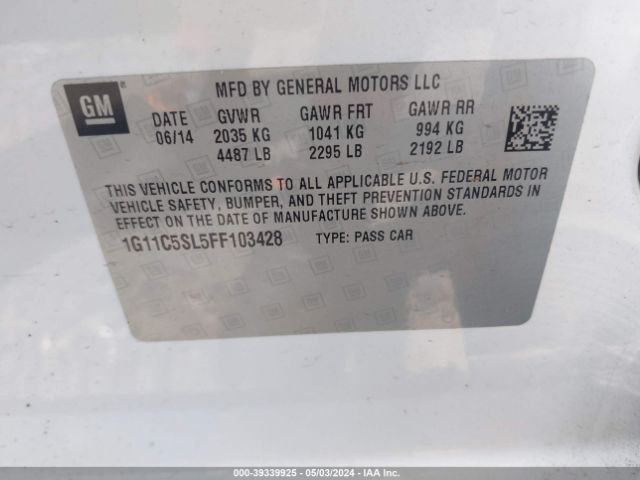 Photo 8 VIN: 1G11C5SL5FF103428 - CHEVROLET MALIBU 