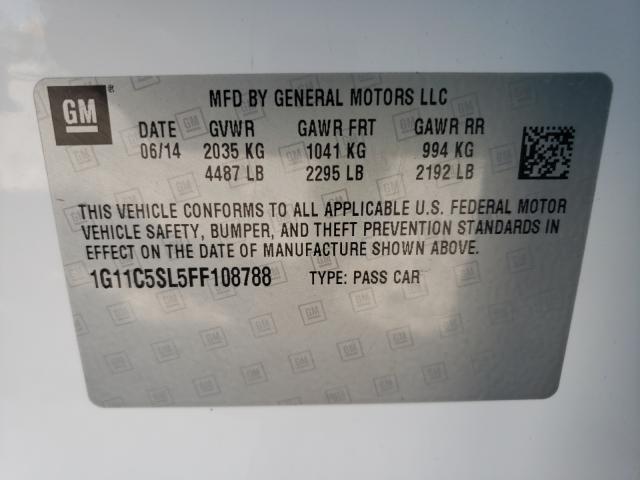 Photo 9 VIN: 1G11C5SL5FF108788 - CHEVROLET MALIBU 1LT 