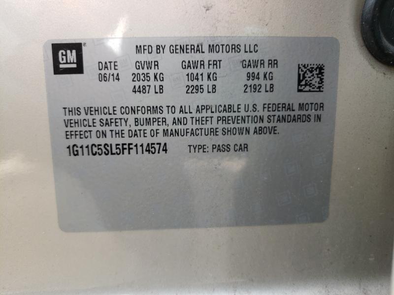 Photo 9 VIN: 1G11C5SL5FF114574 - CHEVROLET MALIBU 1LT 