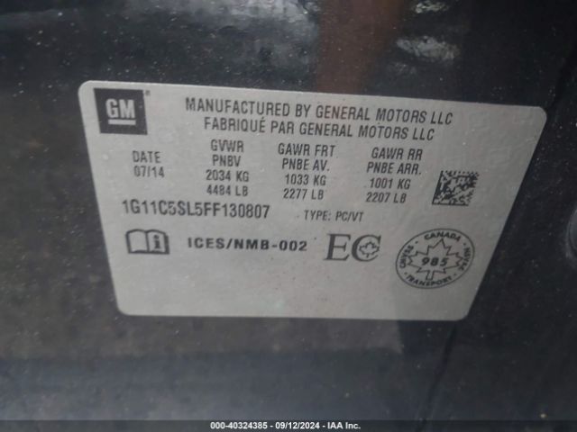 Photo 8 VIN: 1G11C5SL5FF130807 - CHEVROLET MALIBU 