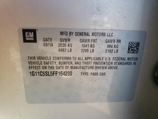 Photo 9 VIN: 1G11C5SL5FF164200 - CHEVROLET MALIBU 1LT 