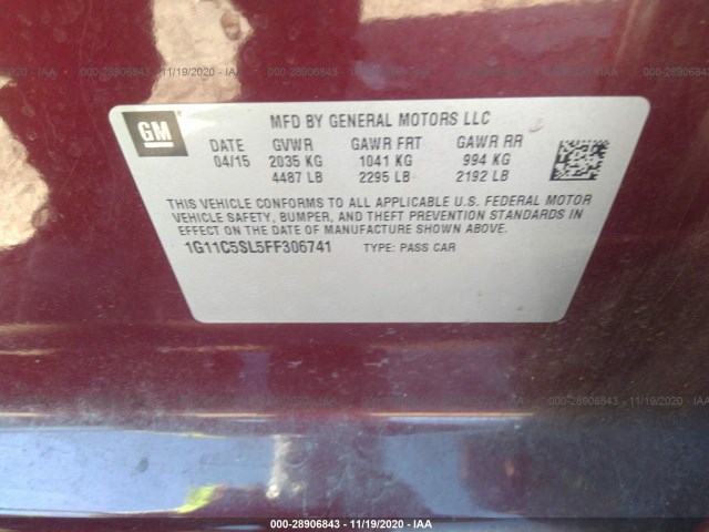 Photo 8 VIN: 1G11C5SL5FF306741 - CHEVROLET MALIBU 