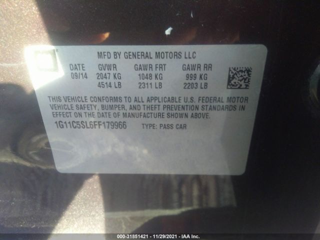 Photo 8 VIN: 1G11C5SL6FF179966 - CHEVROLET MALIBU 