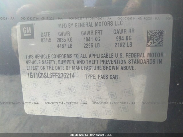 Photo 8 VIN: 1G11C5SL6FF276214 - CHEVROLET MALIBU 