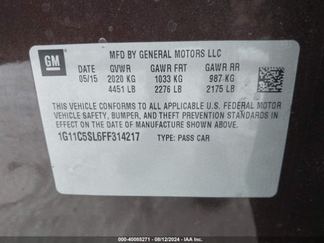 Photo 8 VIN: 1G11C5SL6FF314217 - CHEVROLET MALIBU 