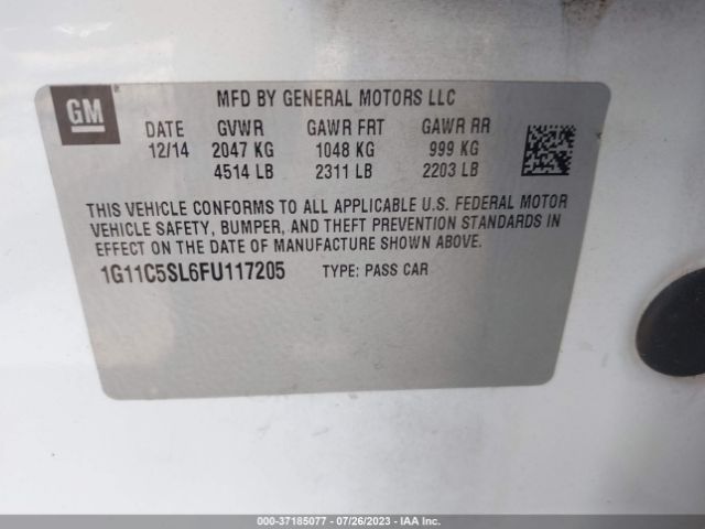 Photo 8 VIN: 1G11C5SL6FU117205 - CHEVROLET MALIBU 