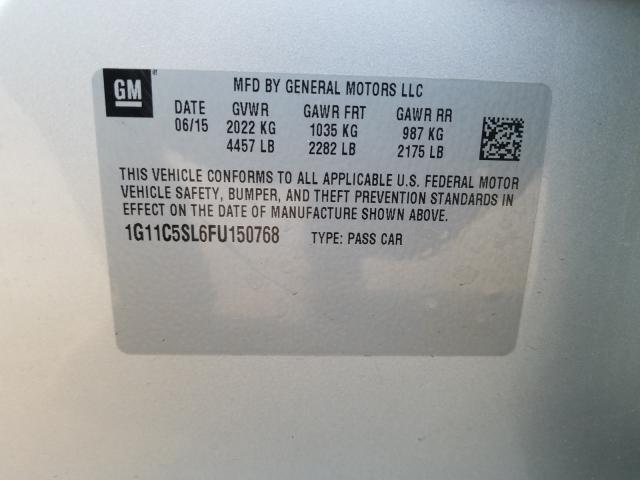 Photo 9 VIN: 1G11C5SL6FU150768 - CHEVROLET MALIBU 1LT 