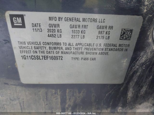 Photo 8 VIN: 1G11C5SL7EF160972 - CHEVROLET MALIBU 