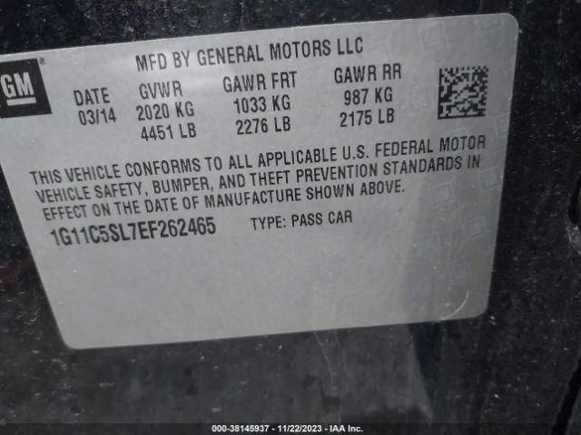 Photo 8 VIN: 1G11C5SL7EF262465 - CHEVROLET MALIBU 