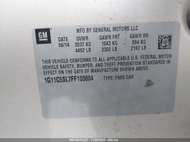 Photo 8 VIN: 1G11C5SL7FF103804 - CHEVROLET MALIBU 