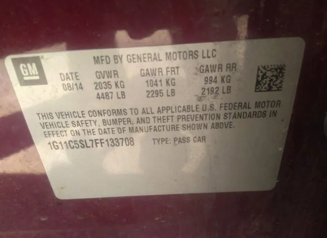 Photo 8 VIN: 1G11C5SL7FF133708 - CHEVROLET MALIBU 