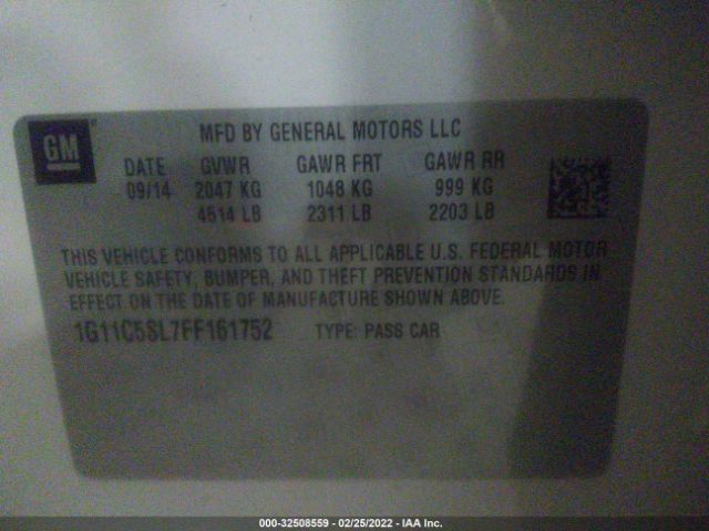 Photo 8 VIN: 1G11C5SL7FF161752 - CHEVROLET MALIBU 