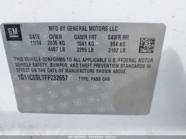 Photo 8 VIN: 1G11C5SL7FF232657 - CHEVROLET MALIBU 