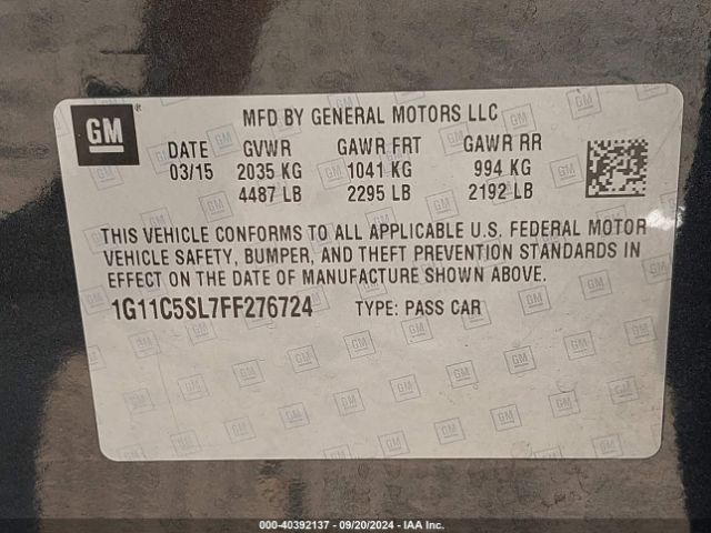 Photo 8 VIN: 1G11C5SL7FF276724 - CHEVROLET MALIBU 