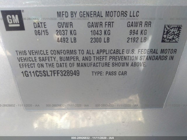 Photo 8 VIN: 1G11C5SL7FF328949 - CHEVROLET MALIBU 