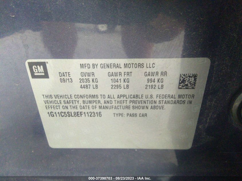 Photo 8 VIN: 1G11C5SL8EF112316 - CHEVROLET MALIBU 