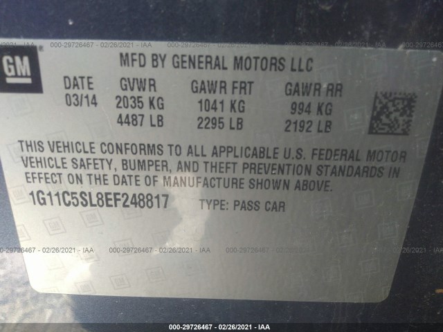 Photo 8 VIN: 1G11C5SL8EF248817 - CHEVROLET MALIBU 