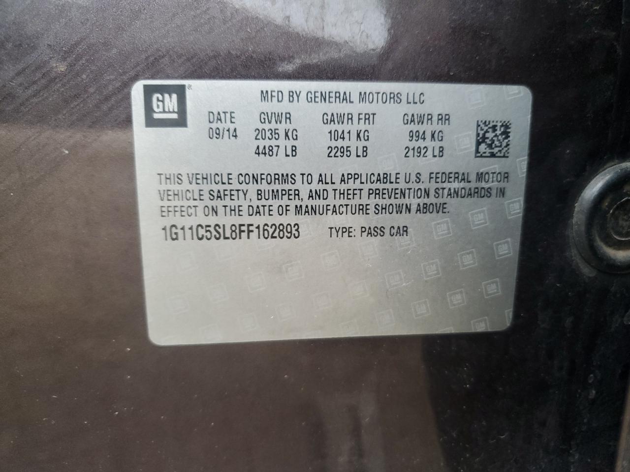 Photo 11 VIN: 1G11C5SL8FF162893 - CHEVROLET MALIBU 