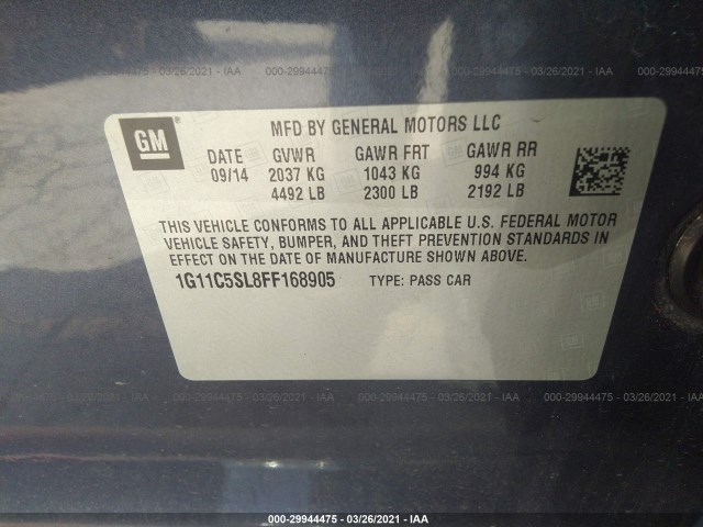 Photo 8 VIN: 1G11C5SL8FF168905 - CHEVROLET MALIBU 