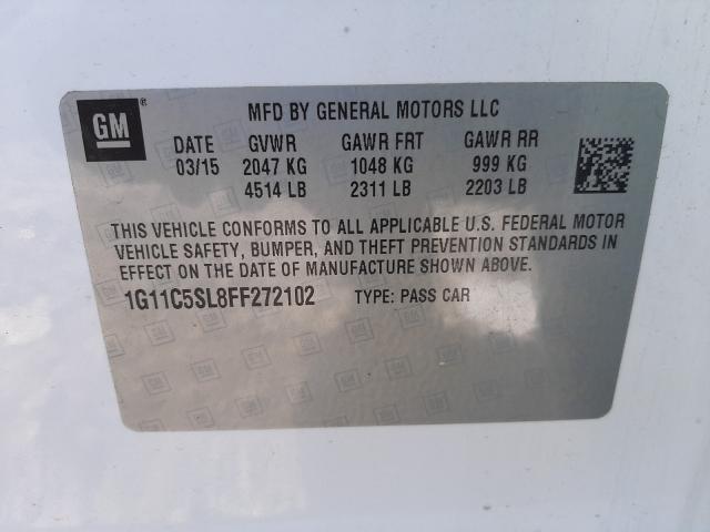 Photo 9 VIN: 1G11C5SL8FF272102 - CHEVROLET MALIBU 1LT 