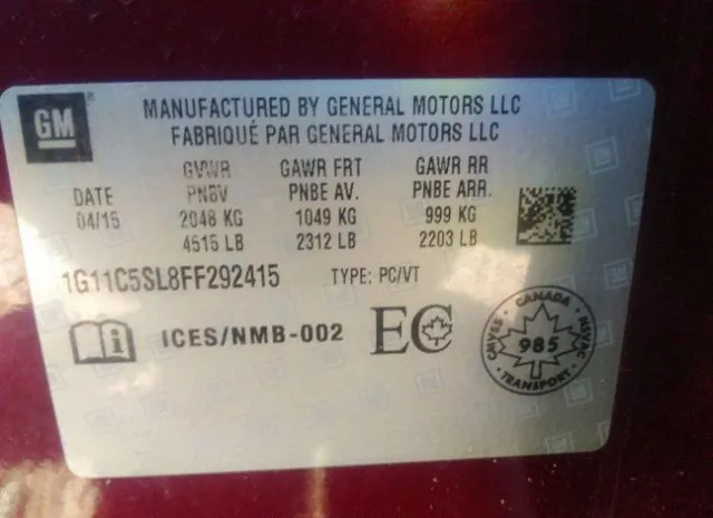 Photo 8 VIN: 1G11C5SL8FF292415 - CHEVROLET MALIBU 