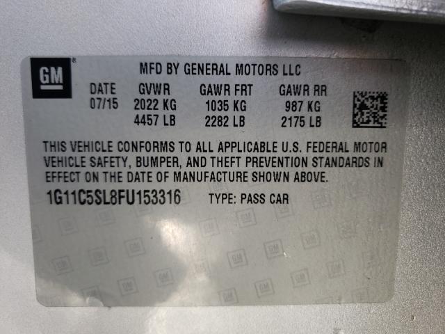 Photo 9 VIN: 1G11C5SL8FU153316 - CHEVROLET MALIBU 1LT 