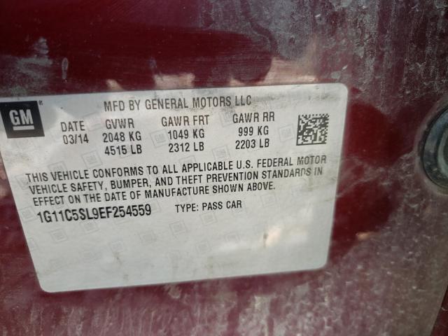 Photo 9 VIN: 1G11C5SL9EF254559 - CHEVROLET MALIBU 1LT 