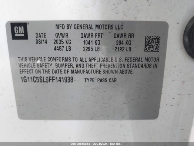 Photo 8 VIN: 1G11C5SL9FF141938 - CHEVROLET MALIBU 