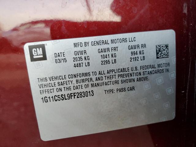 Photo 12 VIN: 1G11C5SL9FF283013 - CHEVROLET MALIBU 1LT 