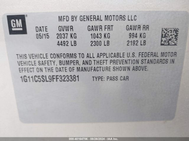 Photo 8 VIN: 1G11C5SL9FF323381 - CHEVROLET MALIBU 